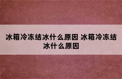 冰箱冷冻结冰什么原因 冰箱冷冻结冰什么原因